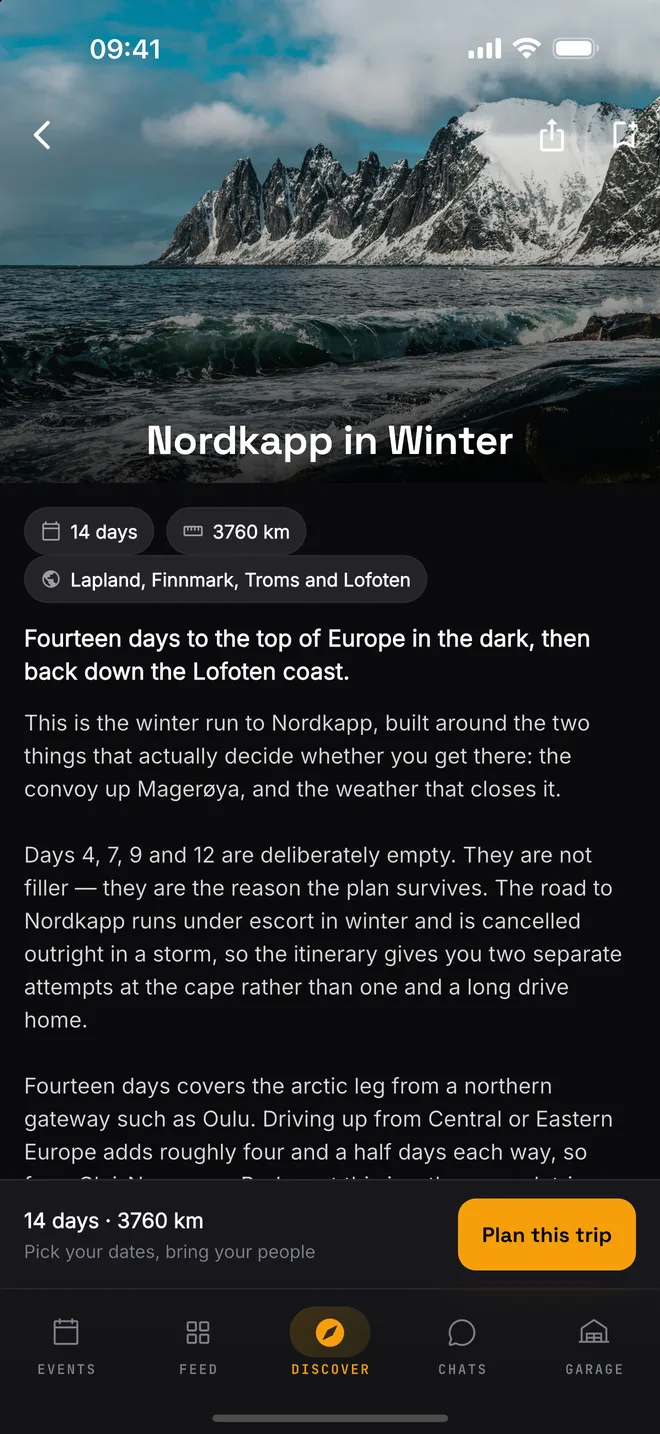 A fourteen-day road trip plan to Nordkapp in Rallyist